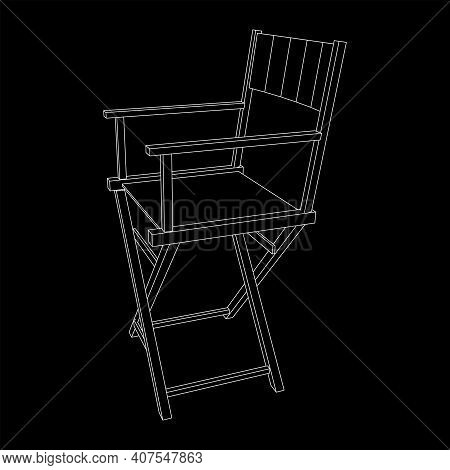 Director Movie Workplace Chair. Wireframe Low Poly Mesh Vector Illustration