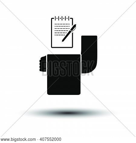 Waiter Take Oder Icon. Black On White Background With Shadow. Vector Illustration.