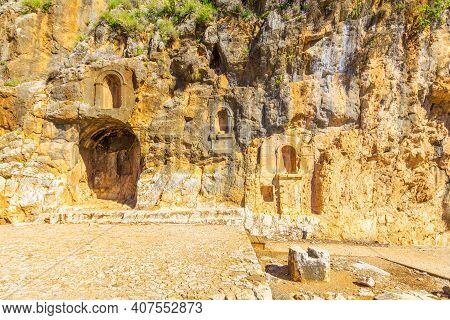 View Of The Remains Of The Shrine And Cave Of Pan, In The Hermon Stream (banias) Nature Reserve, Upp