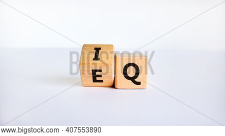Iq Or Eq Symbol. Turned A Cube, Changed Words Iq, Intelligence Quotient To Eq, Emotional Quotient. B