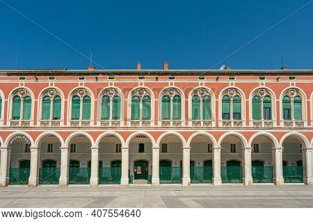 Facade View Of Arch Passage In Republic Square In Split Croatia