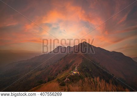 Beautiful Landscape In The Mountains At Khao Chang Puak Mountain Thailand