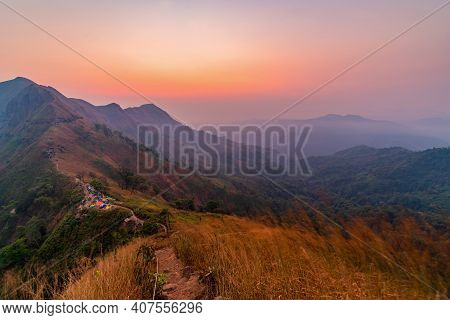 Beautiful Landscape In The Mountains At Khao Chang Puak Mountain Thailand