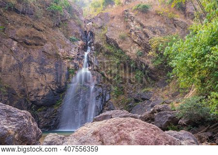 Chok Kra-din Waterfall In Thong Pha Phum District Kanchanaburi, Thailand