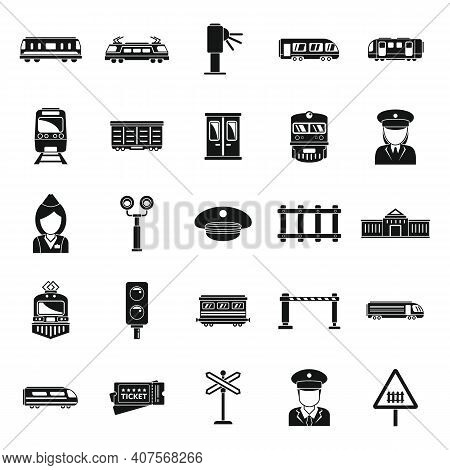 Electric Train Driver Transport Icons Set. Simple Set Of Electric Train Driver Transport Vector Icon