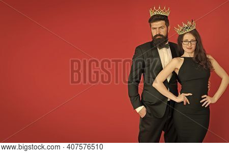 Pride And Egoism. Egoists Wear Crowns Red Background. Couple Of Egoists. Egoist Dream. Prom Party. B