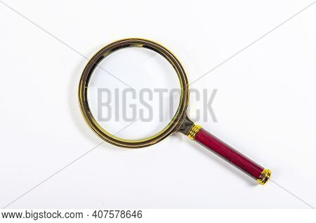 Magnifying Glass Or Lens On White, Top View