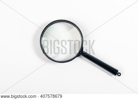 Magnifying Glass Or Lens On White, Top View