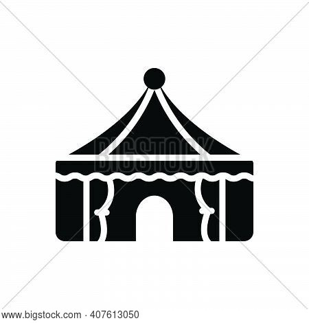 Black Solid Icon For Tent Lodgement Pavilion Camp Marquee Awning Canopy
