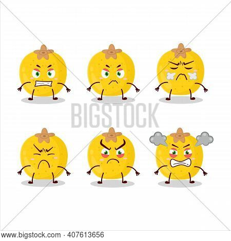 Nance Fruit Cartoon Character With Various Angry Expressions