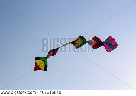 Colourful Kites Flying In The Sky Basant Panchami