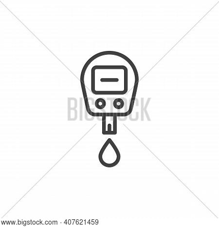 Diabetes Glucose Meter Line Icon. Linear Style Sign For Mobile Concept And Web Design. Blood Sugar T