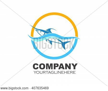 Blue Marlin Fish Icon Logo Illustration
