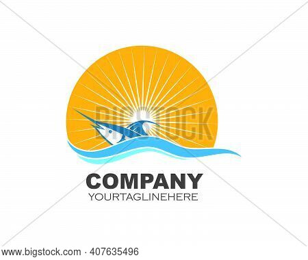 Blue Marlin Fish Icon Logo Illustration