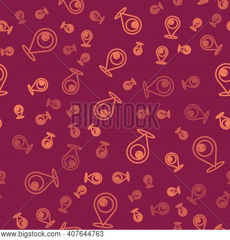 Brown Line Map Pointer With Billiard Pool Snooker Ball With Number 8 Icon Isolated Seamless Pattern 