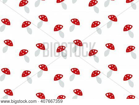 Seamless Pattern With Great Toadstool On White Background. Vector Image.