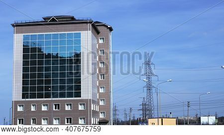 Maikop, Adygea Republic, Russia - February 6, 2021: Republican Archive Building With Glass Facade Ag