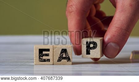 Cube Block With The Inscription Eap. Employee Assistance Program Eap
