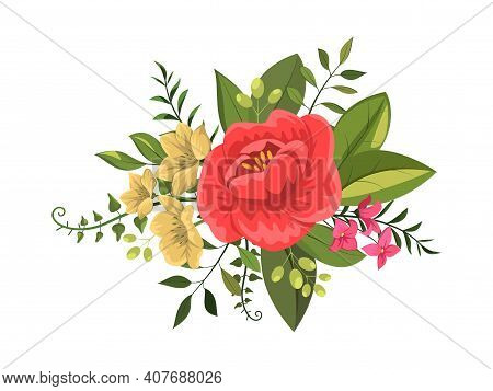 Floral Branch. Vector Arrangements For Greeting Card Or Invitation Design