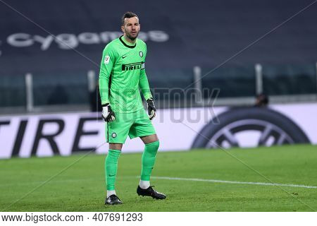 Torino, Italy. 09th Fabruary 2021 . Samir Handanovic Of Fc Internazionale  During The Coppa Italia S