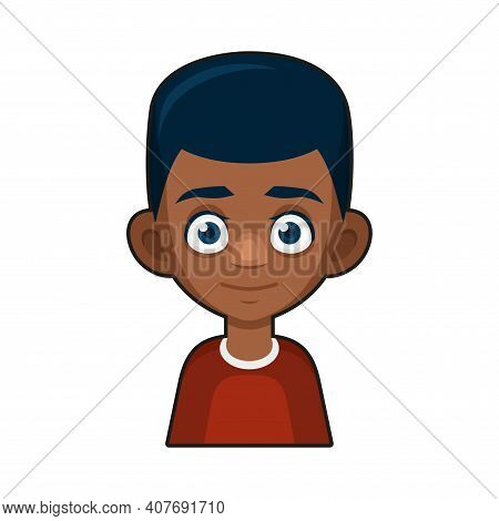 Black African American Or Hindu Boy Avatar. Cartoon Style Userpic Icon. Vector