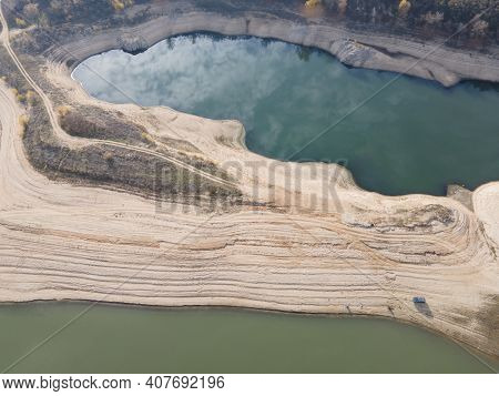 Aerial View Of Pyasachnik (sandstone) Reservoir, Sredna Gora Mountain, Plovdiv Region, Bulgaria