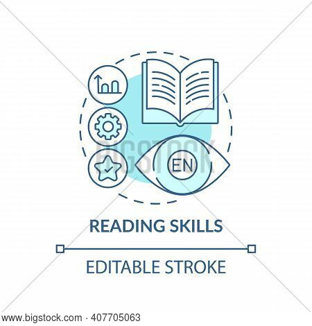 Reading Skills Concept Icon. Language Learning Competence Idea Thin Line Illustration. Phonics, Voca