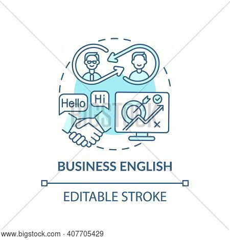 Business English Concept Icon. Improving Language Level Idea Thin Line Illustration. International T