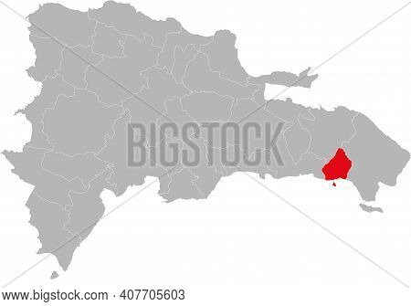La Romana Province Isolated Dominican Republic Map. Gray Background. Business Concepts And Backgroun