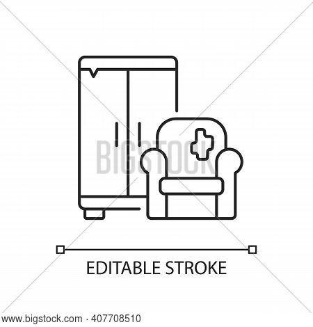 Bulky Waste Pick Up Linear Icon. Bulky Refuse. Large Waste Types. Household Appliances. Furniture. T