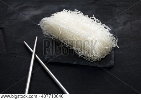 Japanese Healthy Food Ingredient Shirataki Noodles.
Bean Noodles Isolated On White. Gluten Free Food