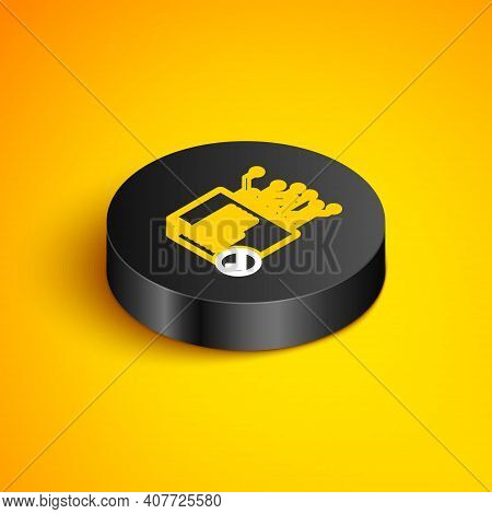 Isometric Line Smart Contract Icon Isolated On Yellow Background. Blockchain Technology, Cryptocurre