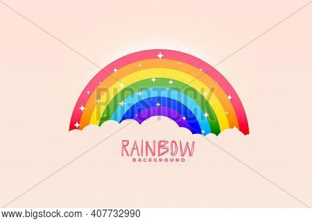 Cute Rainbow And Clouds Pink Background Stylish Design