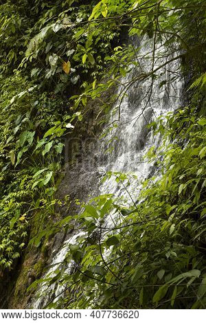 Close-up View Of The Fresh, Noisy And Intense Water In Tumpak Sewu Waterfall, In East Java, Indonesi