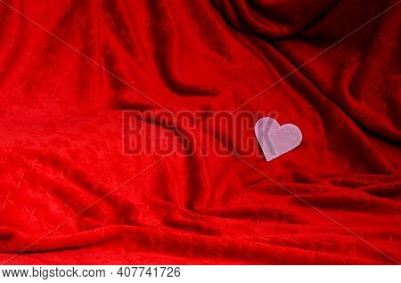 Valentine Day,red Fabric Background With Embossed Stars