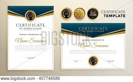 Stylish Certificate Of Apreciation Template Set Of Two