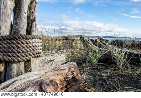 View From Coburg Peninsula Beach On Vancouver Island