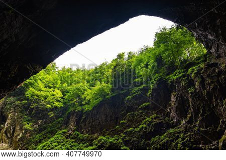 Macocha Abyss - Large Limestone Gorge In Moravian Karst, Czech: Moravsky Kras, Czech Republic. View 