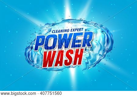 Power Wash Detergent Packaging Concept With Water Splash