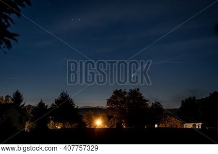 Neowise Comet Over Town