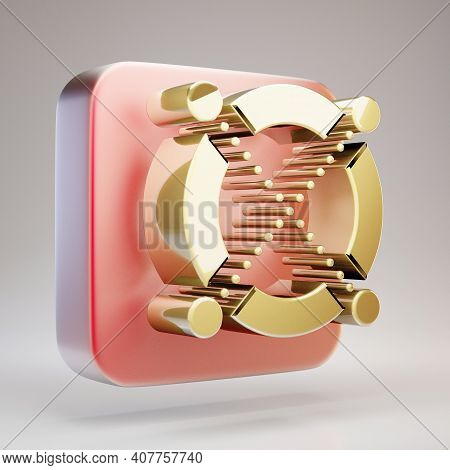 Neo Cryptocurrency Icon. Gold 3d Rendered Neo Symbol On Red Matte Gold Plate.