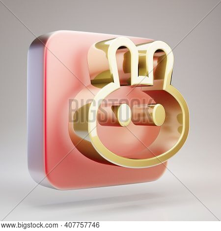 Neo Cryptocurrency Icon. Gold 3d Rendered Neo Symbol On Red Matte Gold Plate.