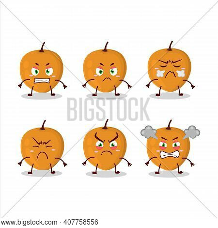 Lulo Fruit Cartoon Character With Various Angry Expressions