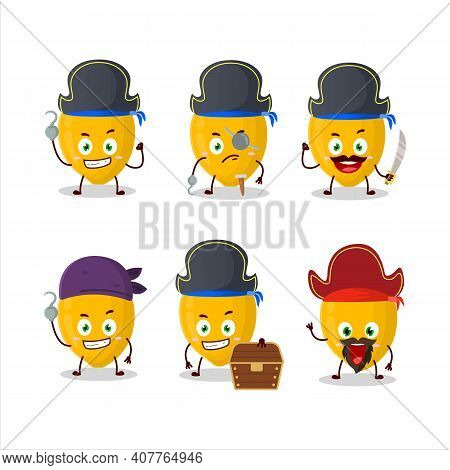Cartoon Character Of Canistel With Various Pirates Emoticons