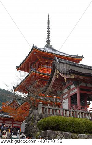 Kyoto,japan - Dec 6 : Tourists Walk On A Street Around Kiyomizu Temple On Dec 6,2015. Kiyomizu Is A 