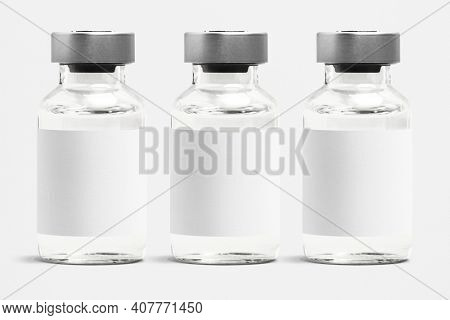 Injection glass vials with blank white label