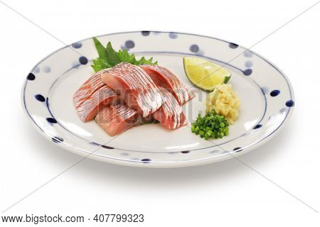 herring sashimi, japanese cuisine isolated on white background
