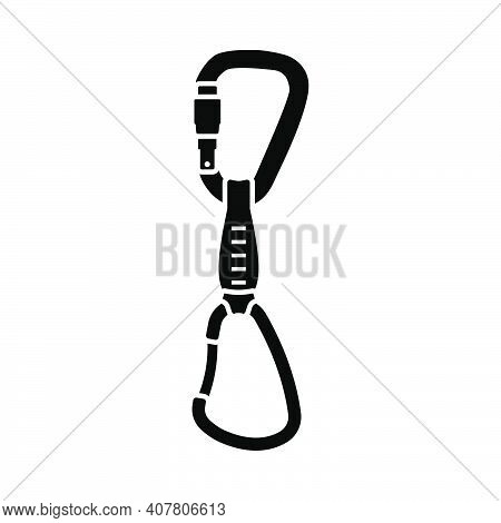 Alpinist Quickdraw Icon. Black On Orange Background. Vector Illustration.