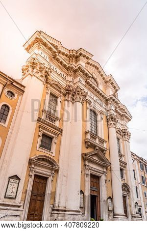 Church Of Saints Ambrose And Charles Borromeo, Italian: Santambrogio E Carlo Al Corso. Front View Fr