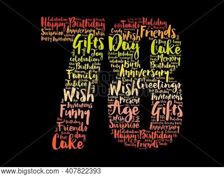 Happy 78th Birthday Word Cloud, Holiday Concept Background